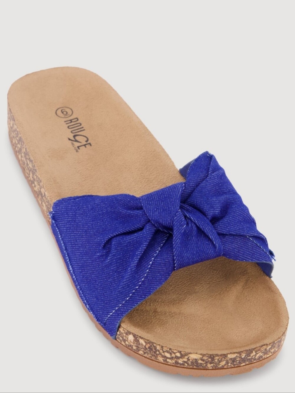 Trendy Denim Blue Knotted Slide Sandal